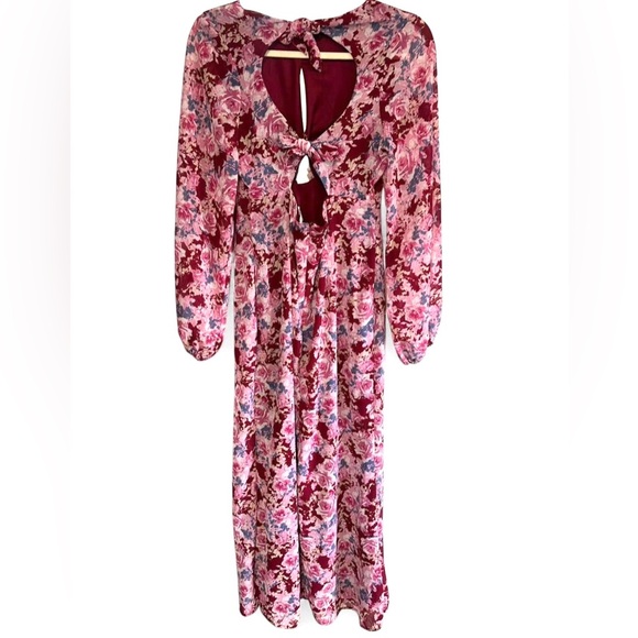 Vici Floral Twist Cutout Long Sleeve Midi Dress - Size M - Picture 4 of 6